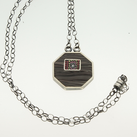Sterling Silver and Polymer Clay Pendant Necklace