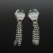 Sterling and Polymer Dangle Chain Post Earrings 